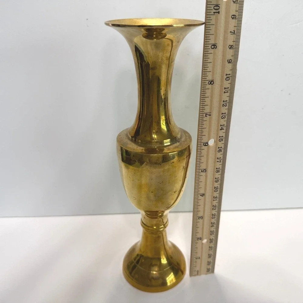 Vintage‎ Solid Brass Trumpet Bud Vase Made in India 10